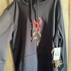 Browning Womens Dark Gray/Pink Buckmark Sweatshirt